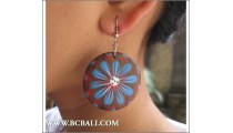 Bali Wooden Earring Floral Painting